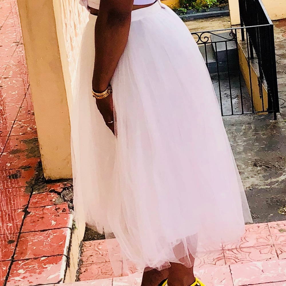 Asos multilayer toile skirt-white